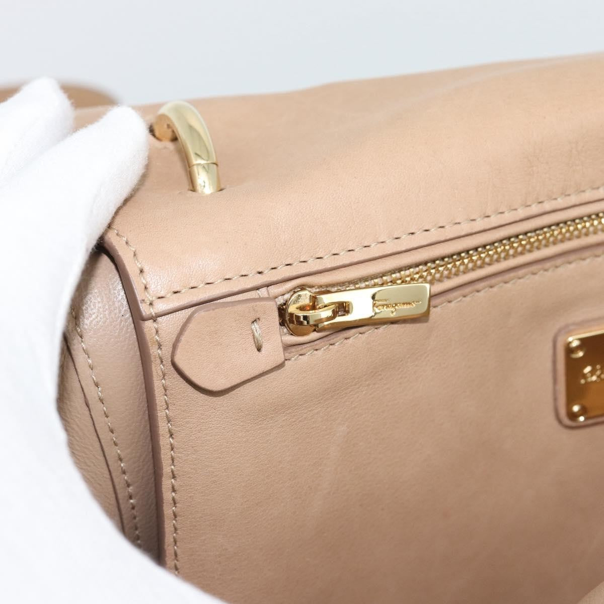 Salvatore Ferragamo Sofia Rainbow Saddle Leather, Beige, Leather, Handbag