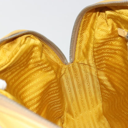 Prada Bauletto Tessuto with Saffiano Leather, Yellow, Canvas, Handbag