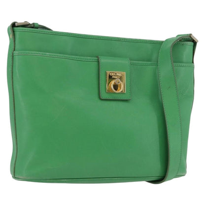 Celine Vintage Leather, Green, Leather, Shoulder Bag