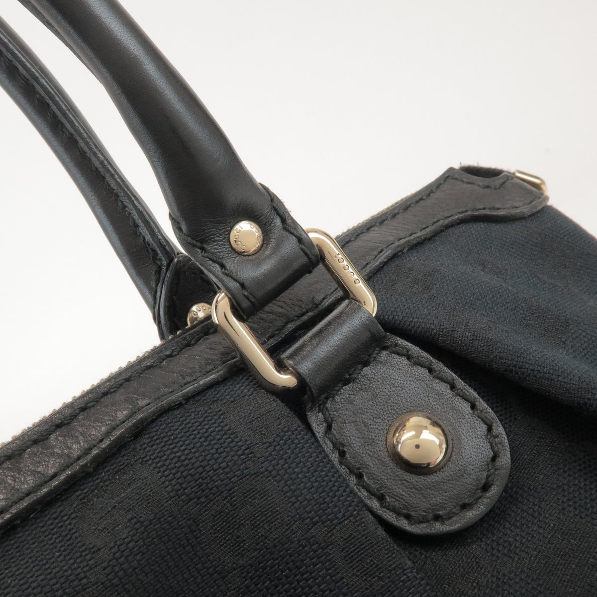 Gucci Sukey Top Handle Satchel GG Canvas with Leather, Black, Canvas, Handbag