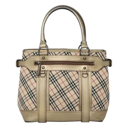 Burberry Nova Check Tote Canvas and Leather, Beige, Canvas, Tote Bag