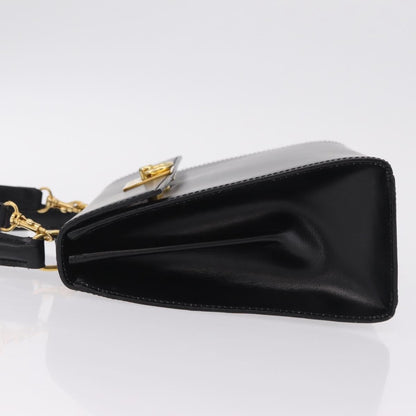 Celine Vintage Logo Top Handle Leather, Black, Leather, Handbag