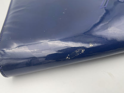 Saint Laurent Belle de Jour Chain Wallet Patent, BLUE, LEATHER, Clutche & pouche