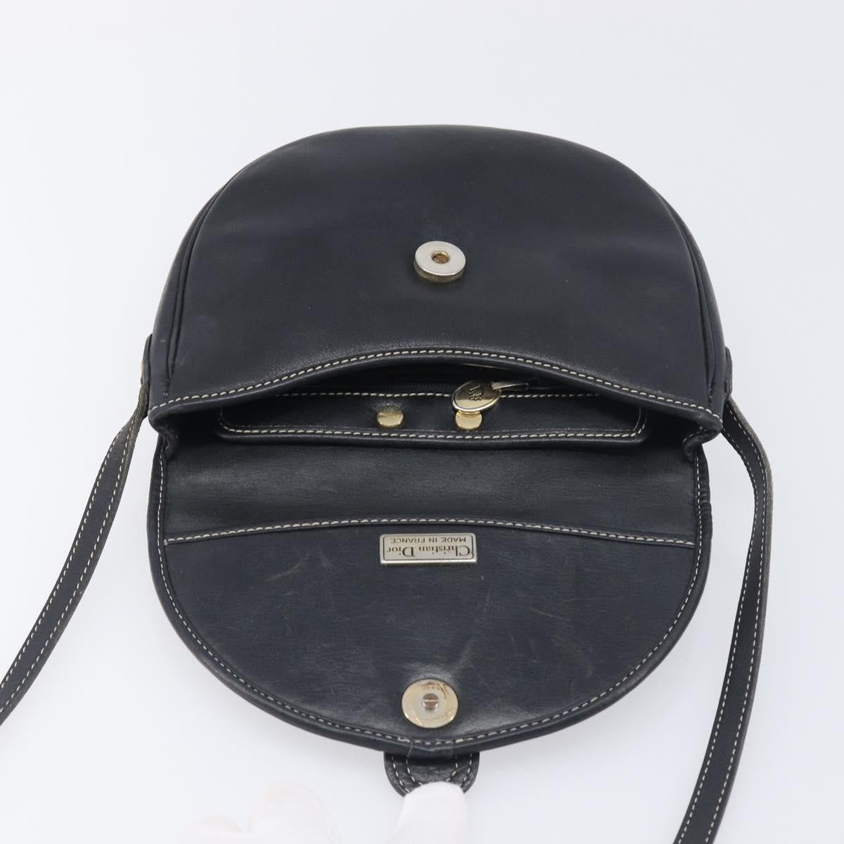 Christian Dior Vintage CD Logo Leather, Navy, Leather, Shoulder Bag