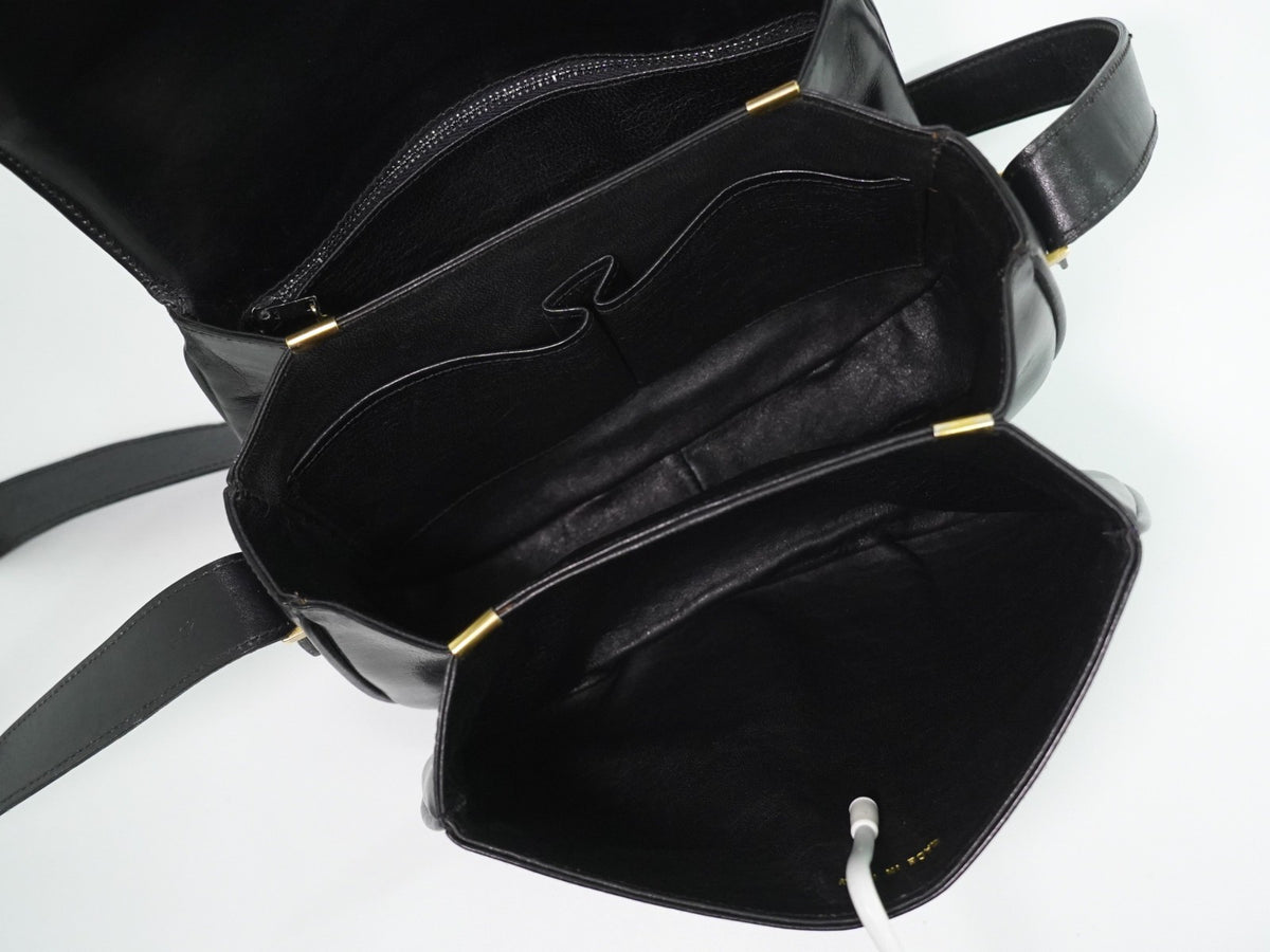 Celine Shoulder Leather, Black, Leather, Shoulder Bag