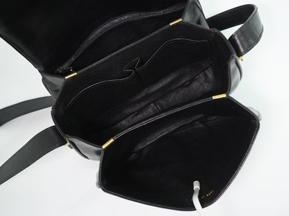 Celine Shoulder Leather, Black, Leather, Shoulder Bag