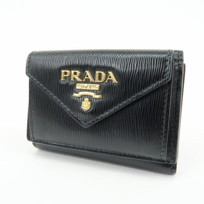 Prada Envelope Trifold Saffiano Leather, Black, Leather, Wallet