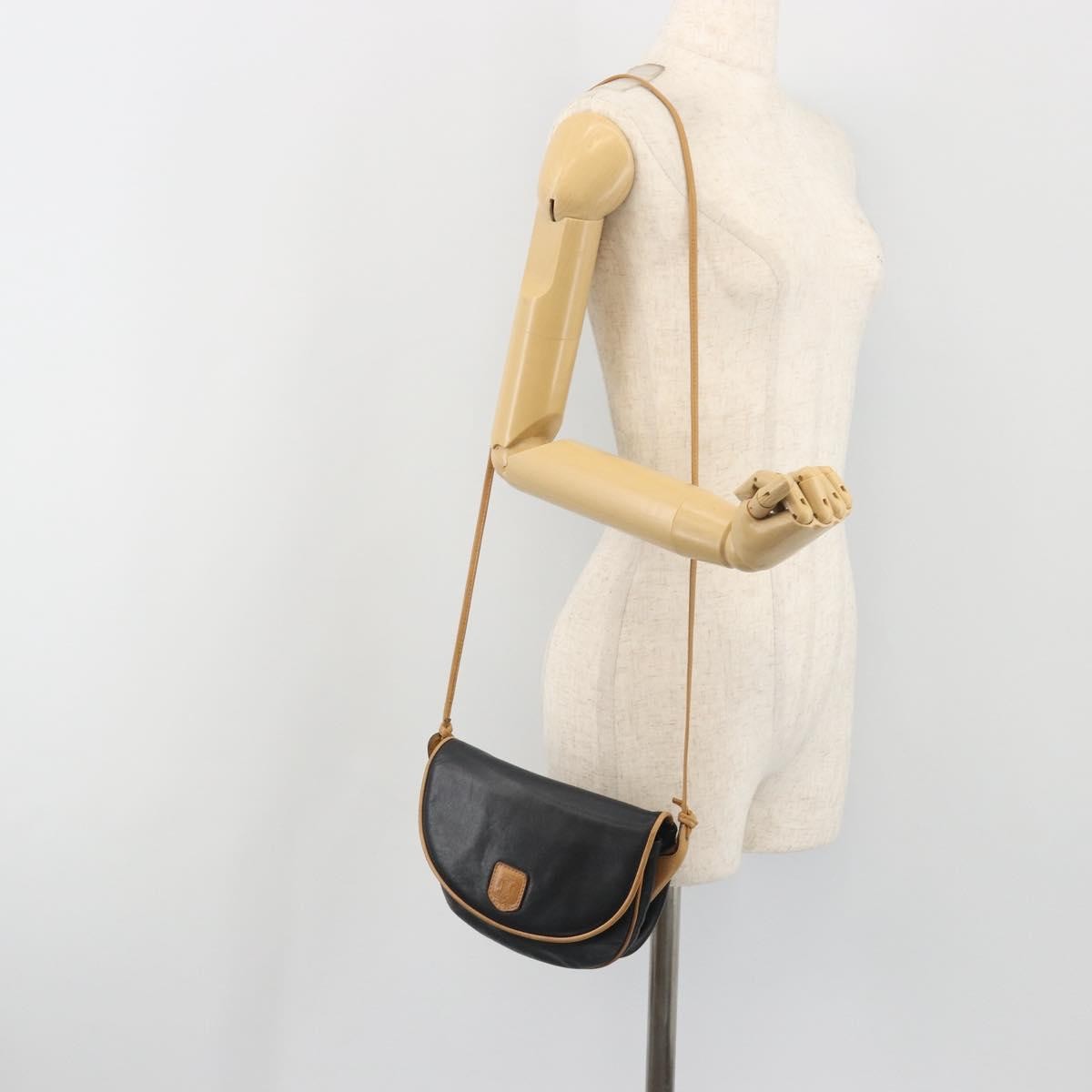 Celine Vintage Leather, Black, Leather, Shoulder Bag