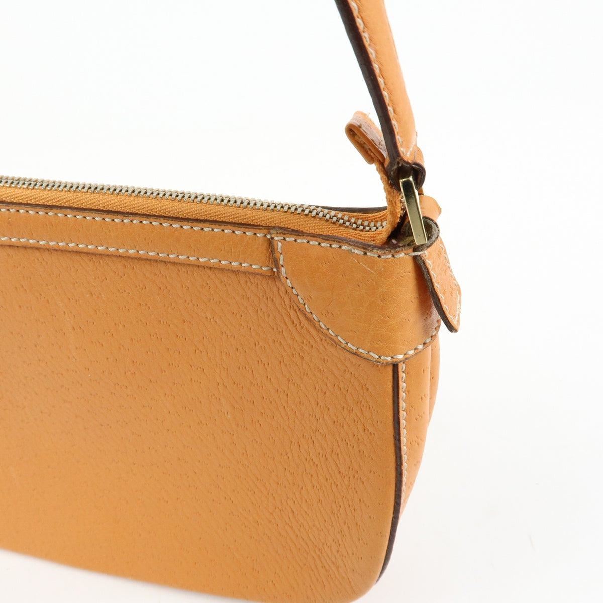 Salvatore Ferragamo Gancini Top Handle Leather, Orange, Leather, Handbag