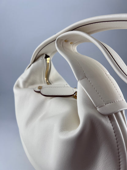 Valentino Garavani Ruffle Shoulder Bag Leather, White, Leather, Shoulder Bag
