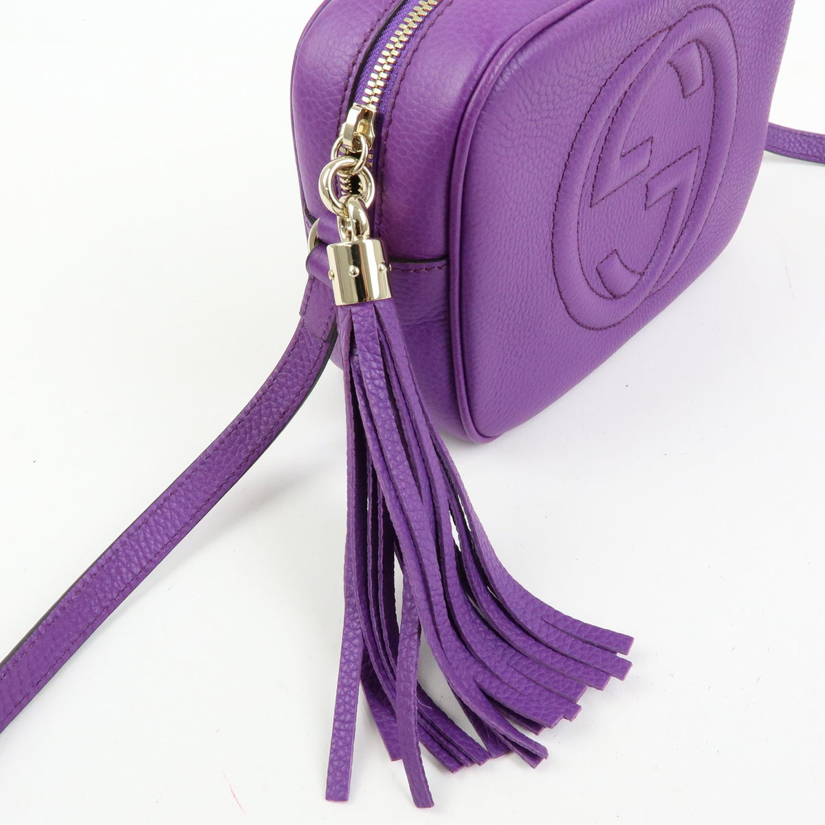 Gucci Soho Disco Leather, Purple, Leather, Crossbody Bag