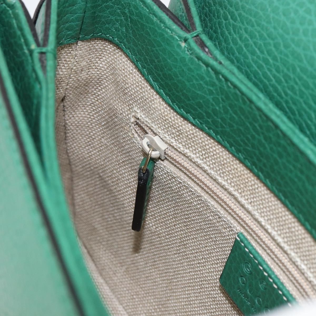 Gucci Interlocking Chain Leather, Green, Leather, Shoulder Bag