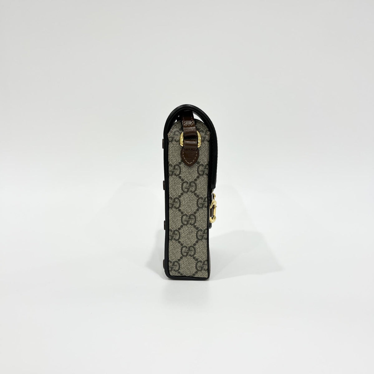 Gucci Horsebit 1955 GG Coated Canvas with Leather, Brown, Canvas, Crossbody Bag