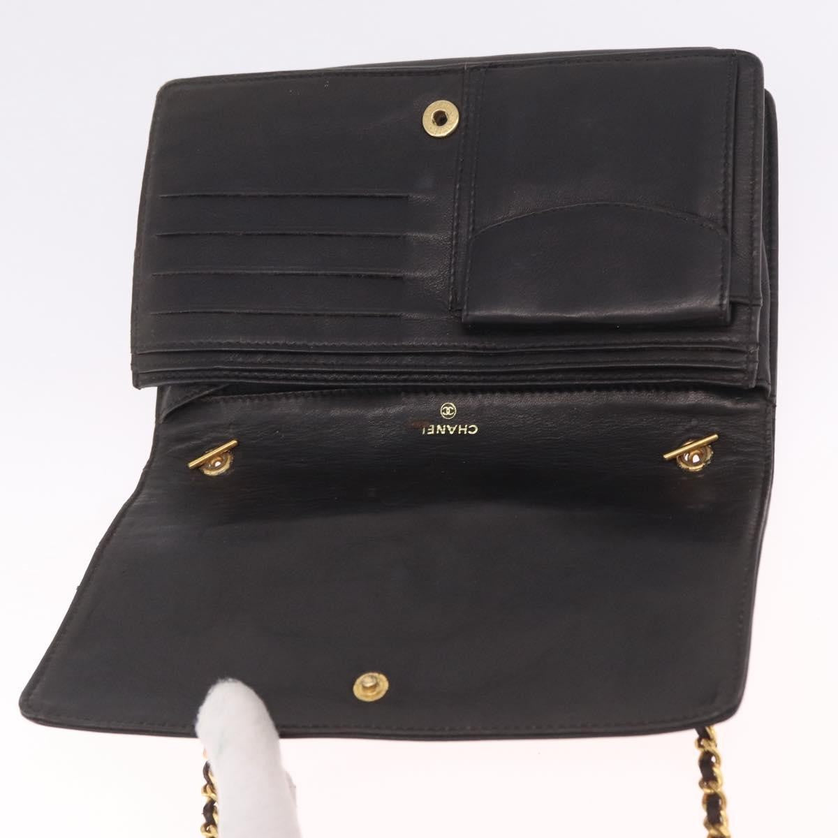 Chanel Vintage CC Wallet on Chain Patent, Black, Patent Leather, Crossbody Bag
