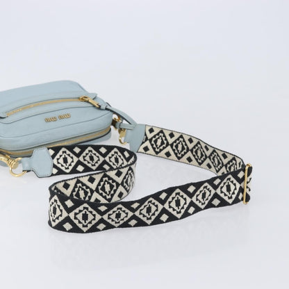 Miu Miu Madras Zip Pocket Leather, Blue, Leather, Crossbody Bag
