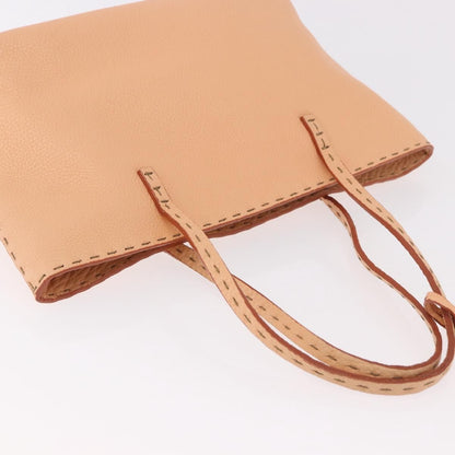 Fendi Selleria Carla Leather, Orange, Leather, Tote Bag
