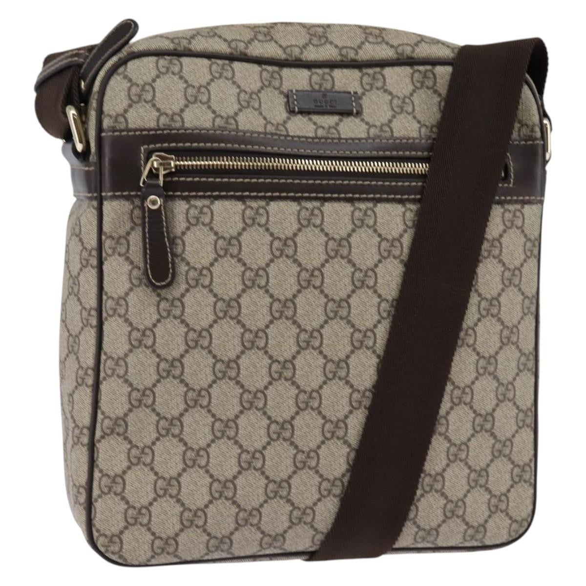 Gucci Front Zip Messenger GG Coated Canvas, Beige, Canvas, Crossbody Bag