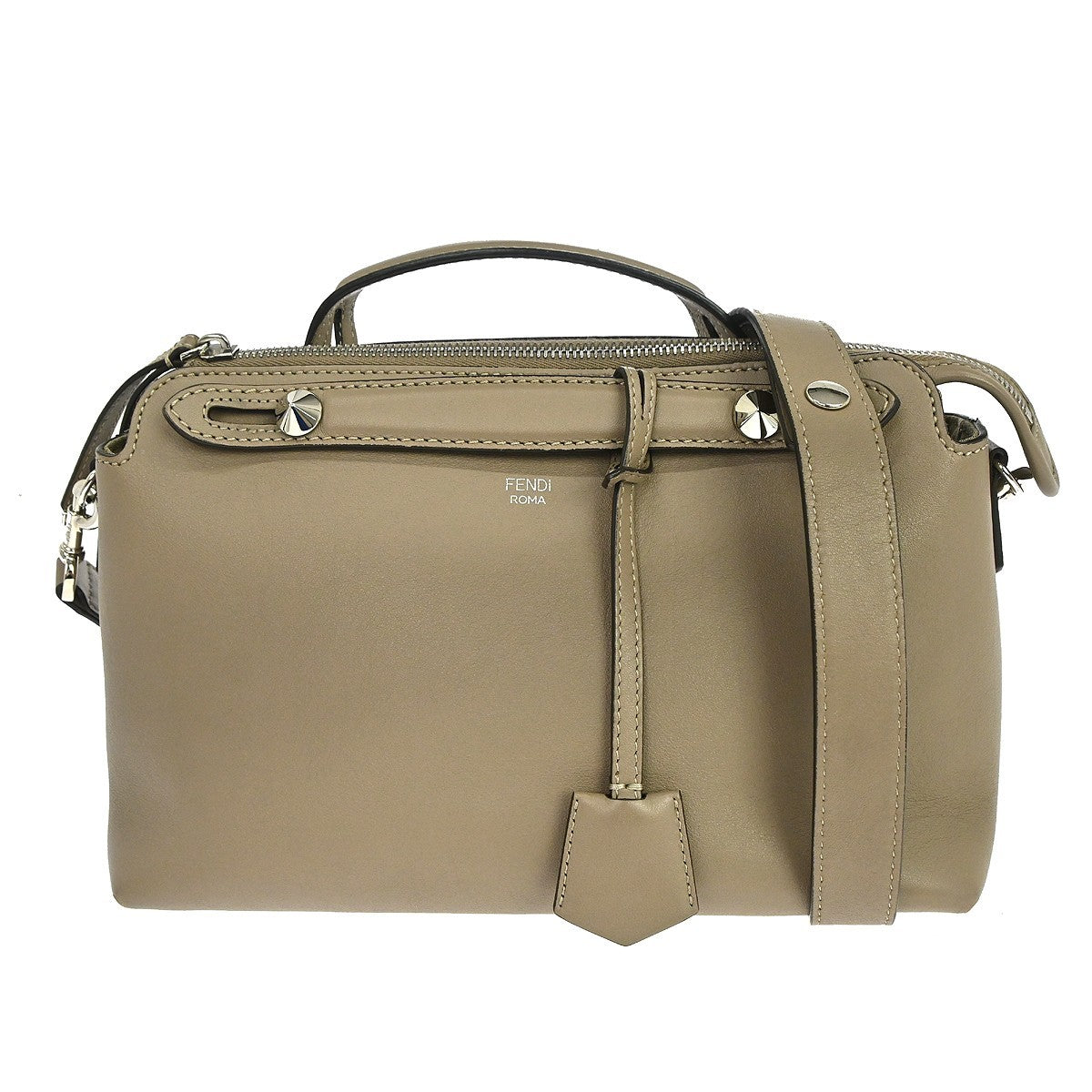 Fendi By The Way Satchel Leather, Beige, Leather, Handbag