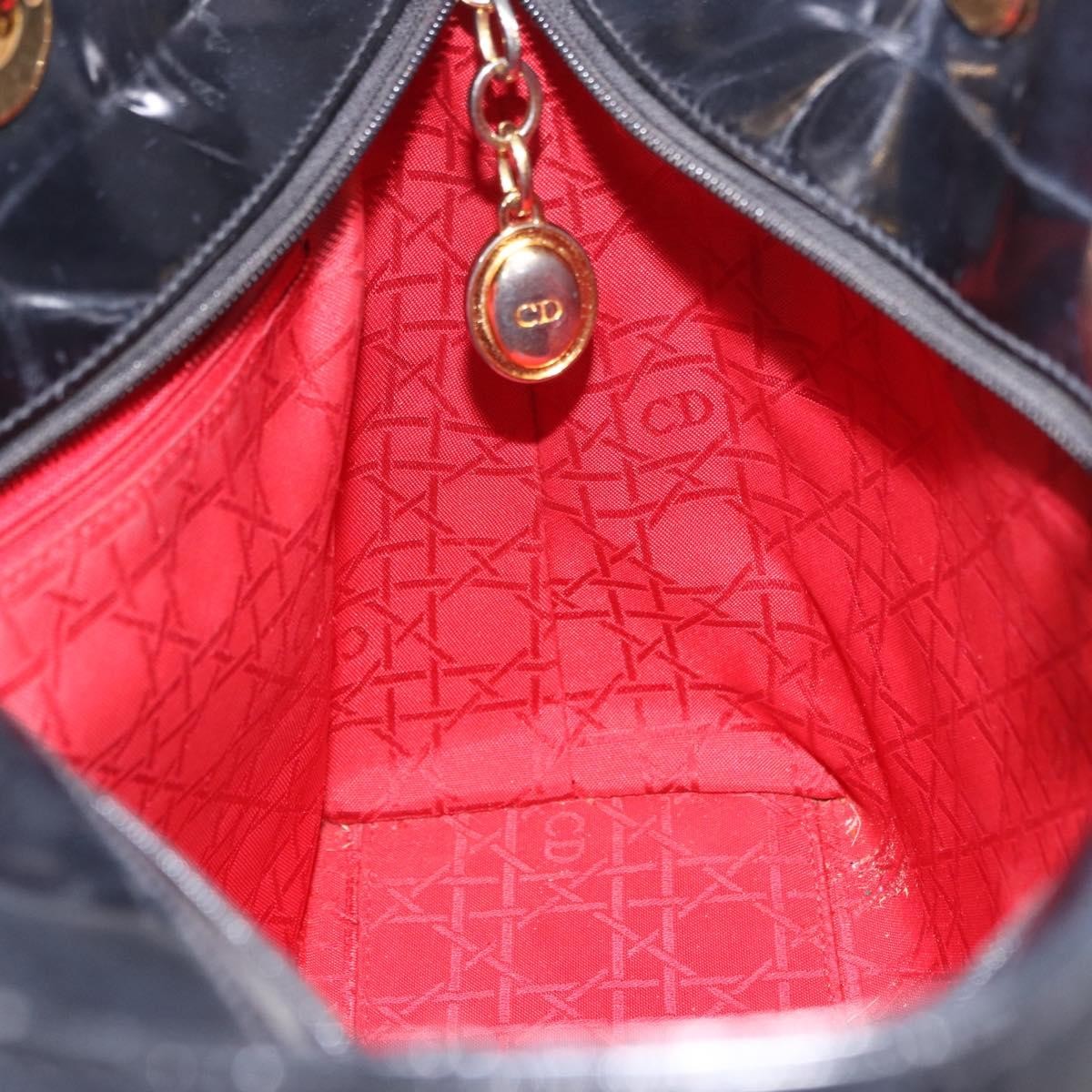 Christian Dior Vintage Lady Dior Patent, Black, Patent Leather, Handbag