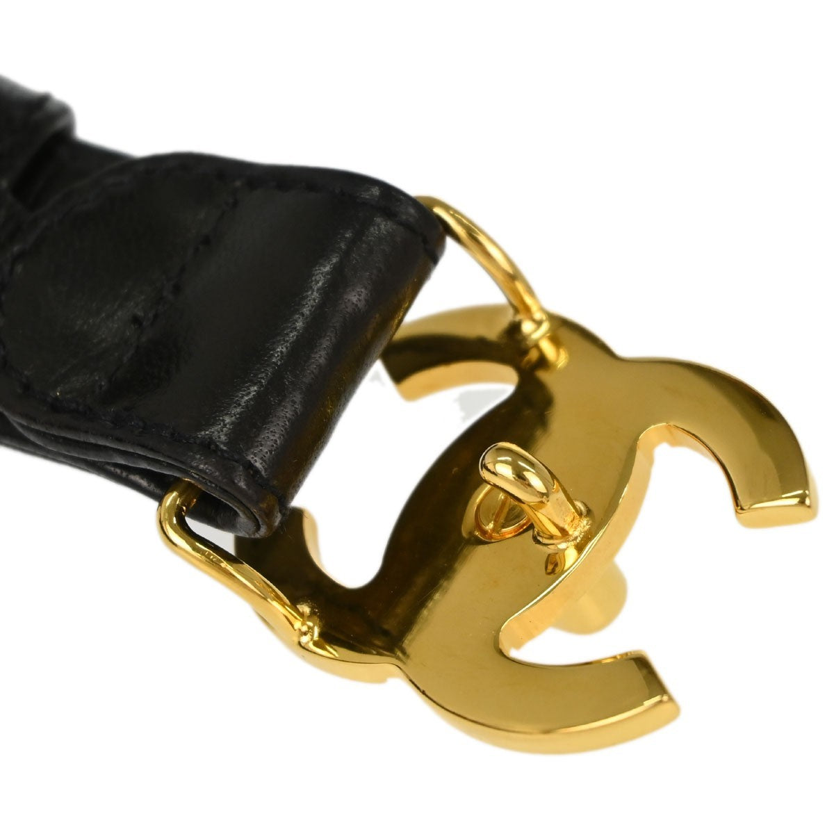 Chanel CC Turnlock Belt Leather, Black, Leather, Belt