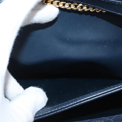 Christian Dior Vintage Chain Flap Leather, Navy, Leather, Shoulder Bag