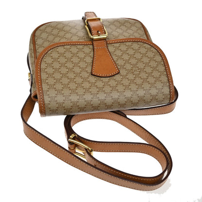 Celine Vintage Macadam Canvas and Leather, Beige, Canvas, Shoulder Bag