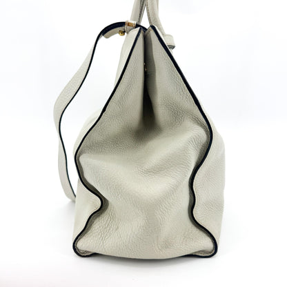 Prada Convertible Shopper Tote Vitello Daino, Gray, Leather, Tote Bag