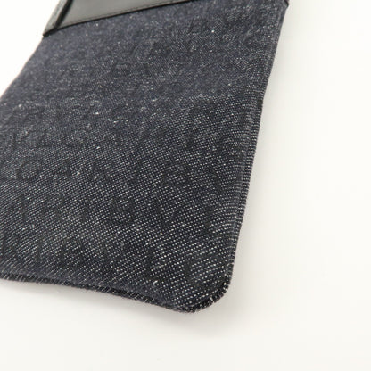 Bvlgari Logomania Canvas with Leather, Black, Denim, Shoulder Bag