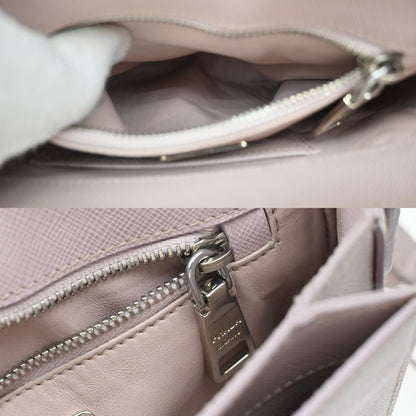 Prada Sound Flap Embroidered Saffiano, Pink, Leather, Shoulder Bag