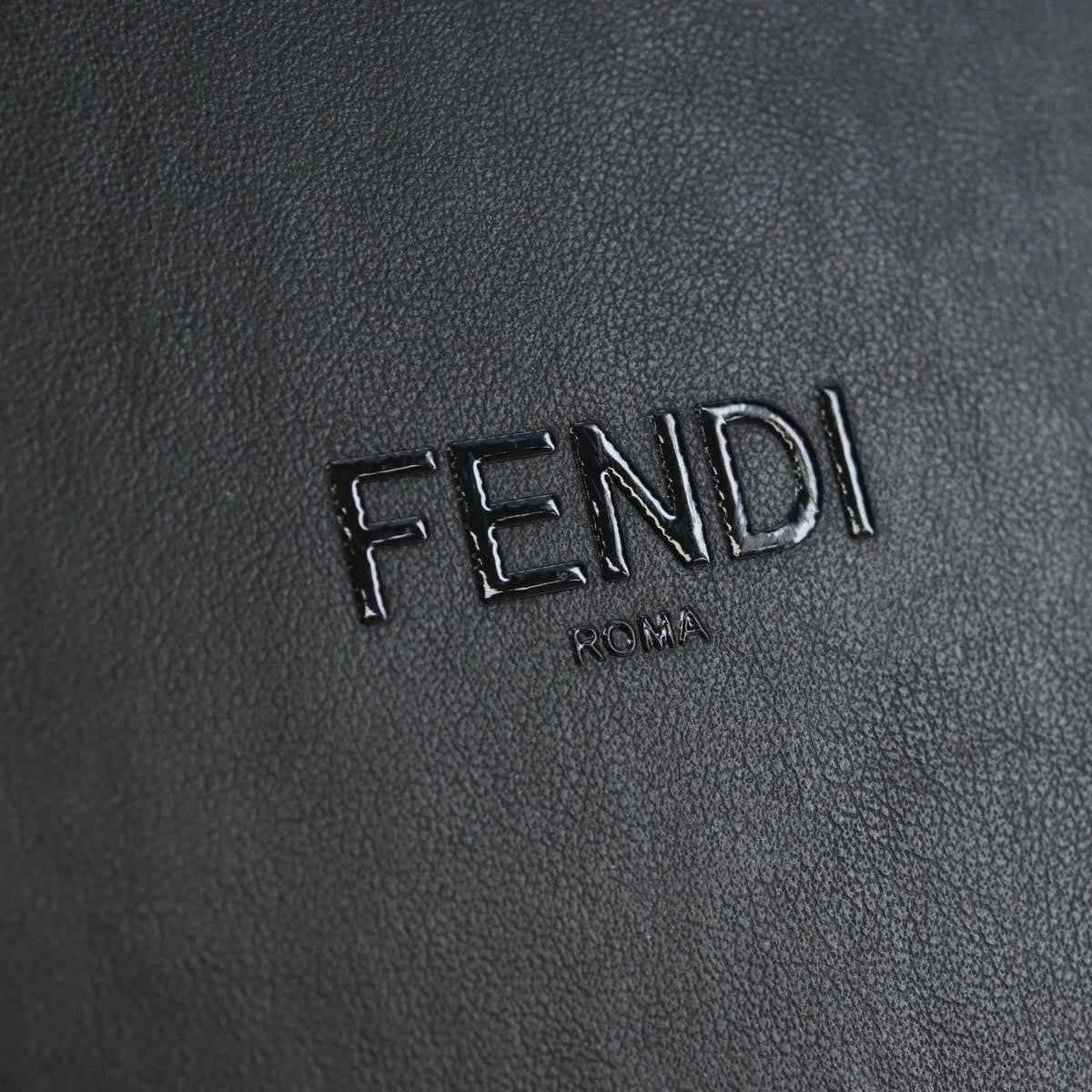 Fendi Logo Vertical Box Leather, Black, Leather, Shoulder Bag