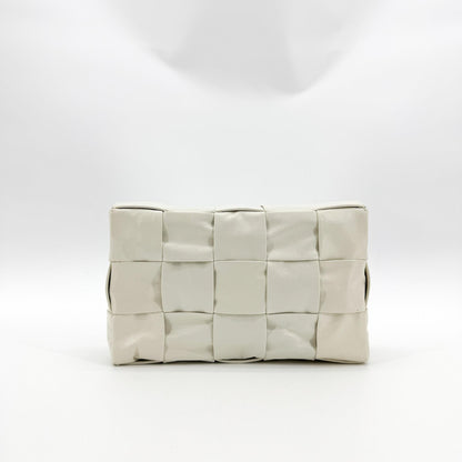 Bottega Veneta Brick Cassette Maxi Intrecciato Leather, White, Leather, Shoulder Bag