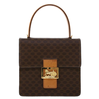 Celine Macadam Handbag Macadam with leather, BROWN, LEATHER, Handbag