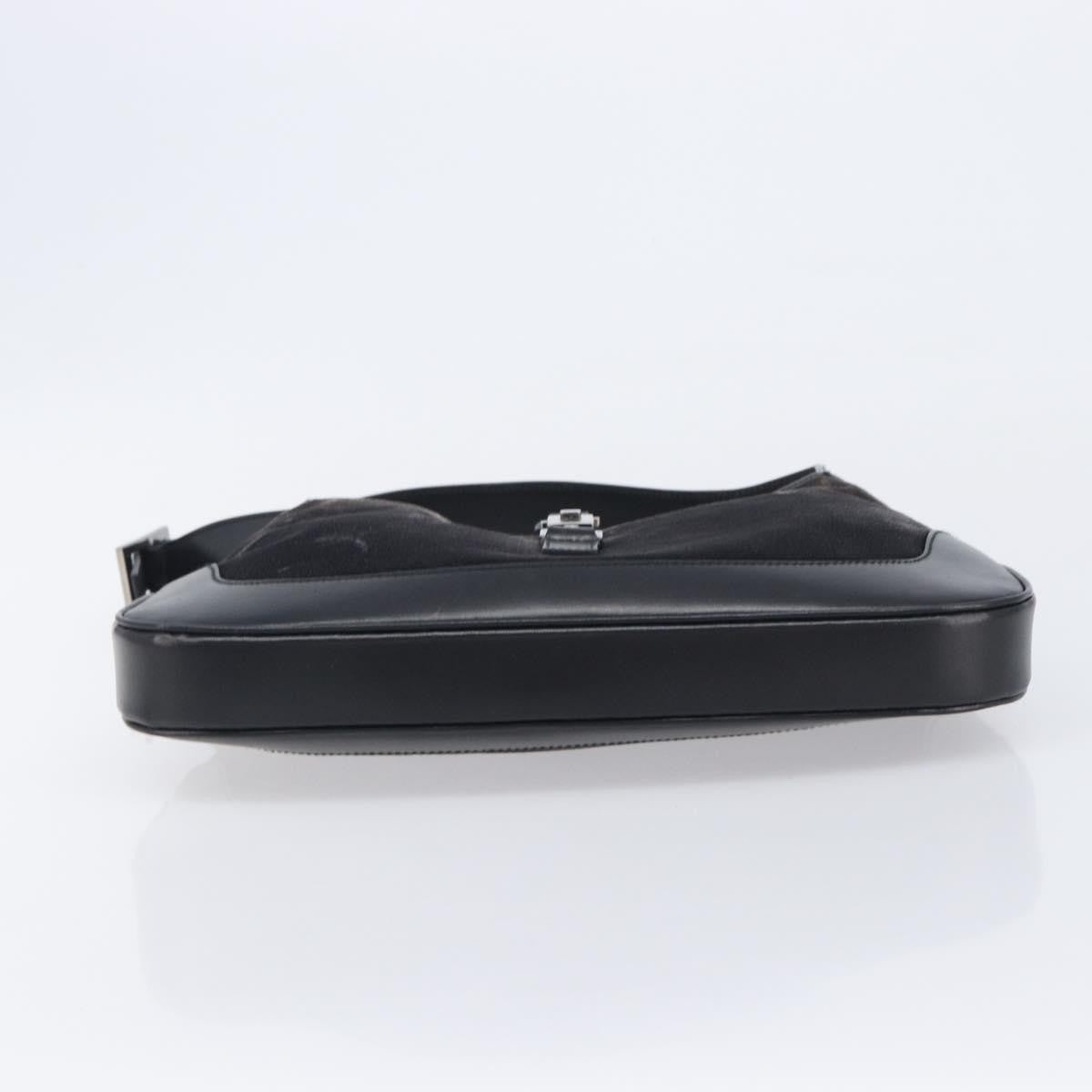 Gucci Vintage Jackie Shoulder Velvet and Leather, Black, Velvet, Handbag