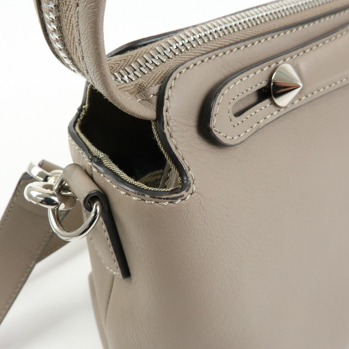 Fendi By The Way Satchel Leather, Beige, Leather, Handbag