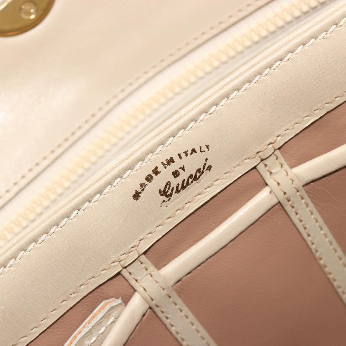 Gucci Vintage Convertible Box Leather, Beige, Leather, Handbag