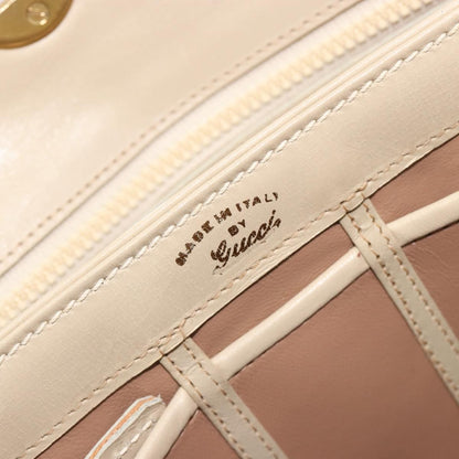 Gucci Vintage Convertible Box Leather, Beige, Leather, Handbag