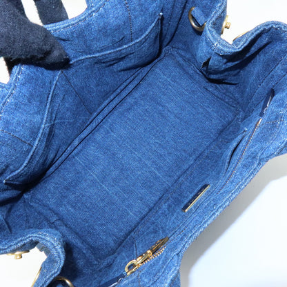 Prada Canapa Convertible Denim, Blue, Denim, Tote Bag