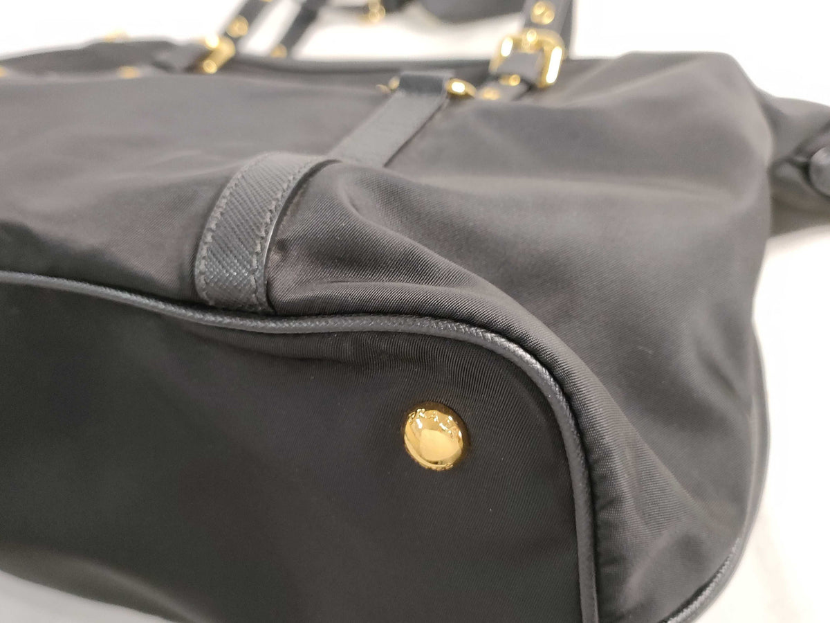 Prada cabas tessuto Nylon, Black, Nylon, Handbag