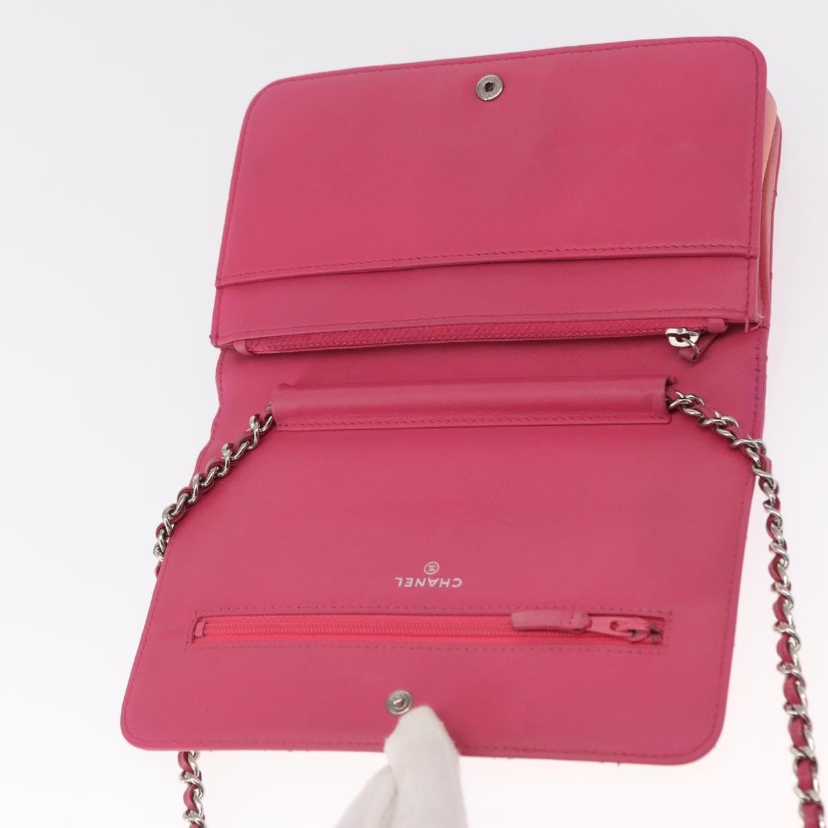 Chanel Wallet on Chain Quilted Ombre Lambskin, Pink, Leather, Crossbody Bag
