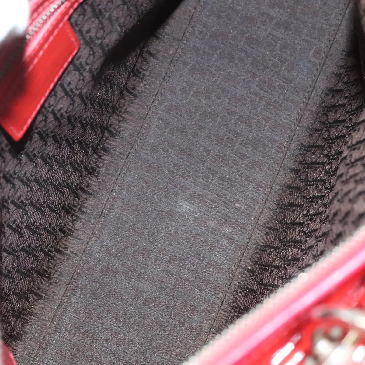 Christian Dior Vintage Lady Dior Patent Patent leather, "red + Silver", Patent Leather, Handbag