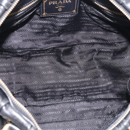 Prada Gaufre Convertible Satchel Nappa Leather, Black, Leather, Handbag