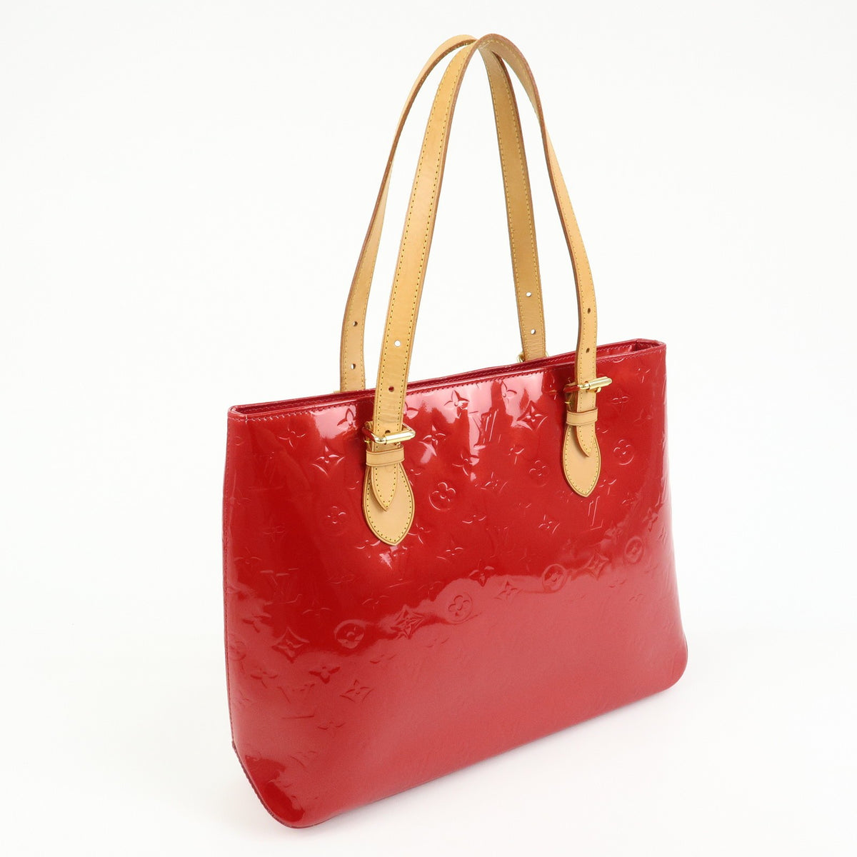 Louis Vuitton Brentwood Monogram Vernis, Red, Patent Leather, Handbag