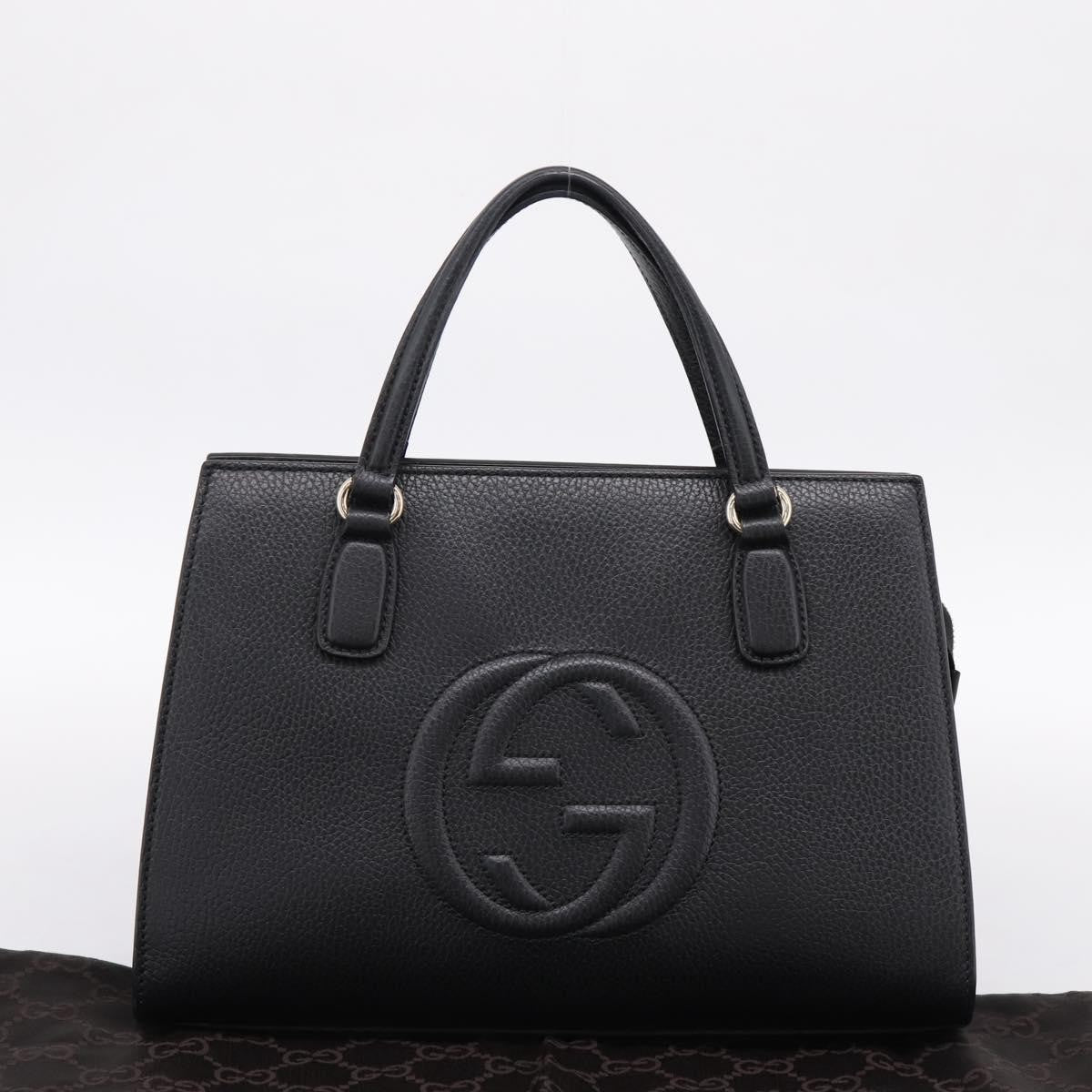 Gucci Soho Convertible Top Handle Satchel Leather, Black, Leather, Handbag
