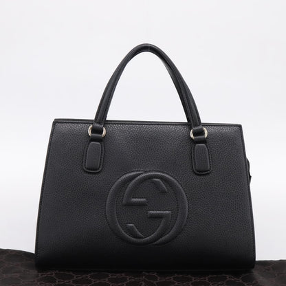 Gucci Soho Convertible Top Handle Satchel Leather, Black, Leather, Handbag