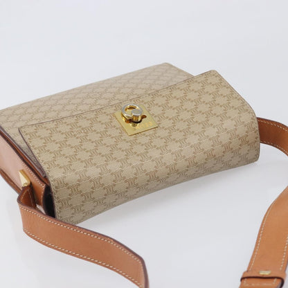 Celine Macadam Leather, Beige, Canvas, Shoulder Bag