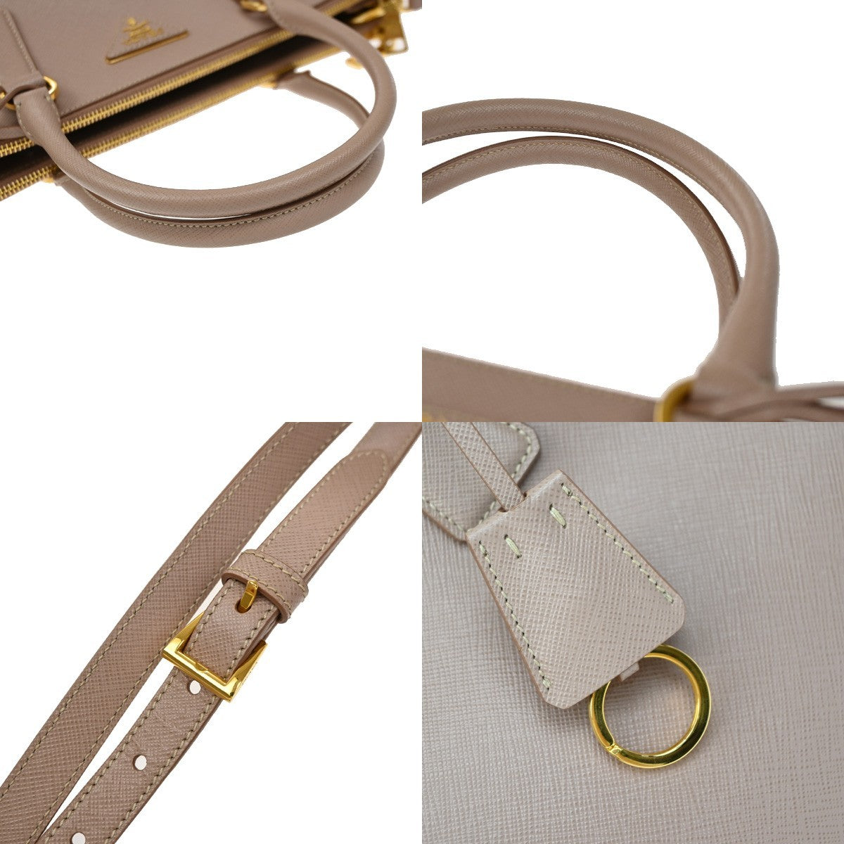 Prada Double Zip Lux Saffiano Leather, Pink, Leather, Tote Bag
