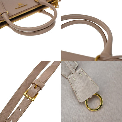 Prada Double Zip Lux Saffiano Leather, Pink, Leather, Tote Bag