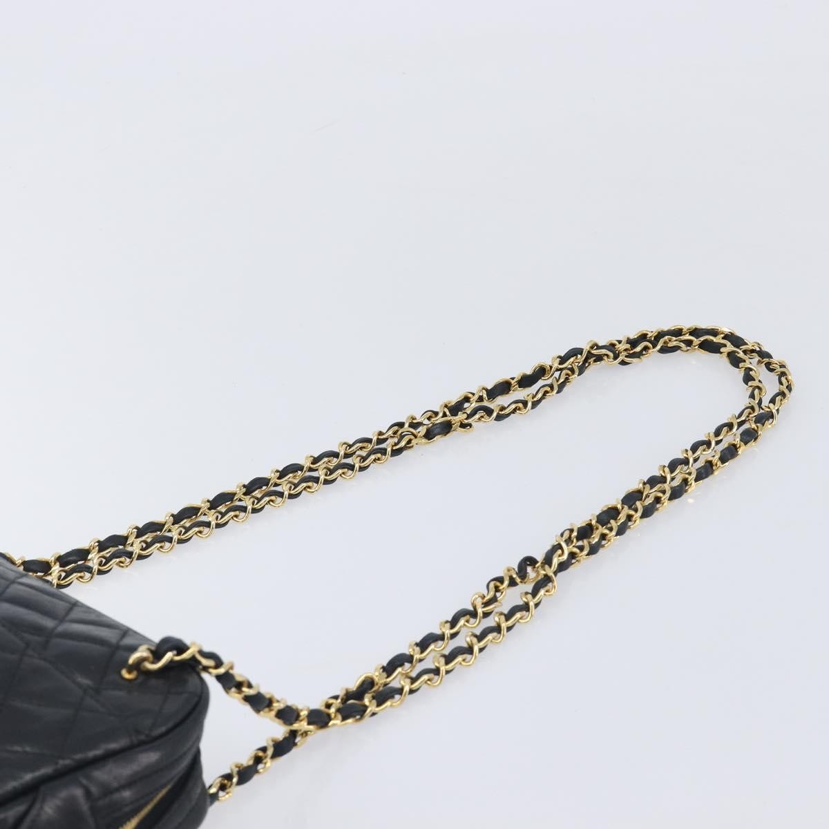 Chanel Vintage Front Pocket Camera Chevron Lambskin, Black, Leather, Handbag