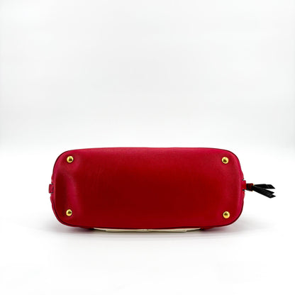 Miu Miu Biker Convertible Dome Satchel Quilted Leather, Red, Leather, Handbag
