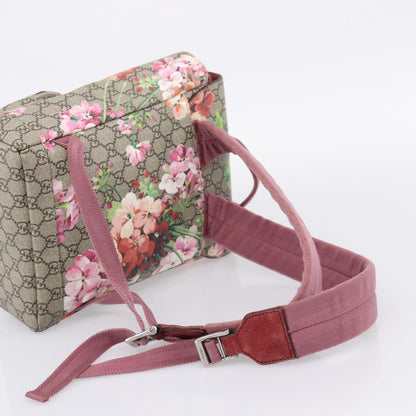 Gucci Buckle Blooms Print GG Coated Canvas, Beige, Canvas, Backpack